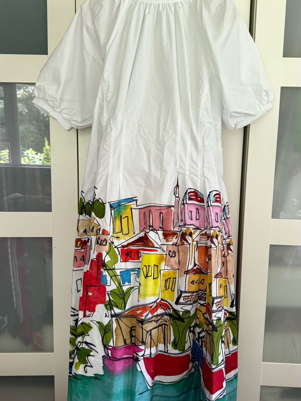 Boden Print Puff Sleeve Midi Dress 10 - Picture 4 of 8